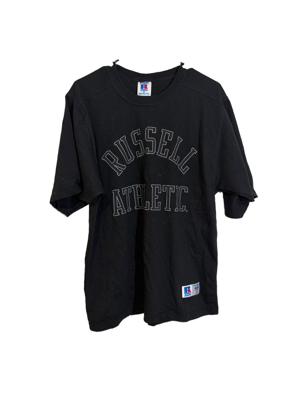 Vintage Russell Athletic High Cotton Spellout Graphic T-Shirt Made in USA Med